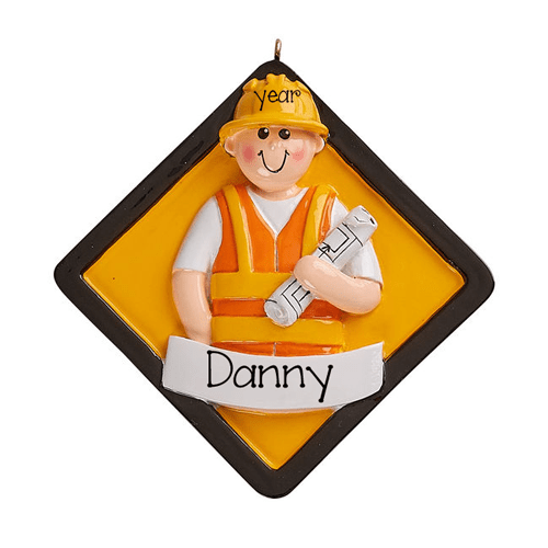 Male Contractor or Construction ~Personalized Christmas Ornament