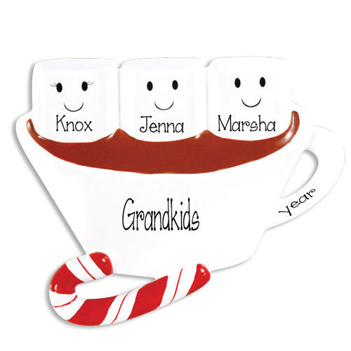 3 GRANDKIDS HOT CHOCOLATE ORNAMENT / MY PERSONALIZED ORNAMENTS