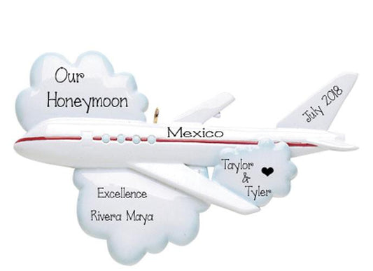 AIRPLANE FOR HONEYMOOM ORNAMENT / MY PERSONALIZED ORNAMENTS