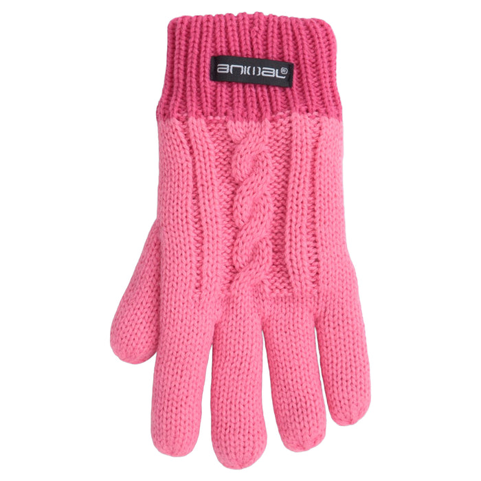Animal Kids Faux Fur Lined Hat And Gloves Set Pink