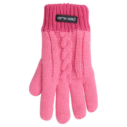 Animal Kids Faux Fur Lined Hat And Gloves Set Pink