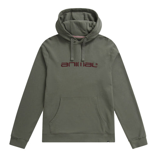 Animal Mens Driver Logo Organic Hoodie Khaki Green
