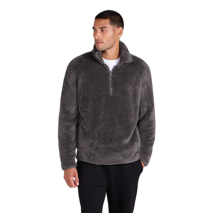 Animal Mens Teddy Fleece Half Zip Jacket Khaki