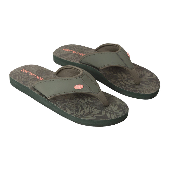 Animal Womens Swish Leaf Print Recycled Flip Flops Dark Khaki