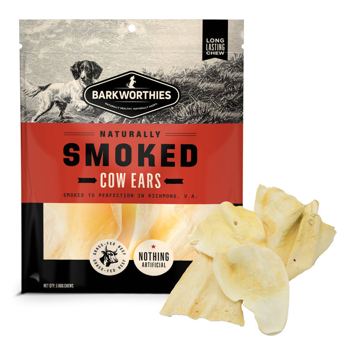 Barkworthies Naturally Smoked Cow Ears Dog Treats