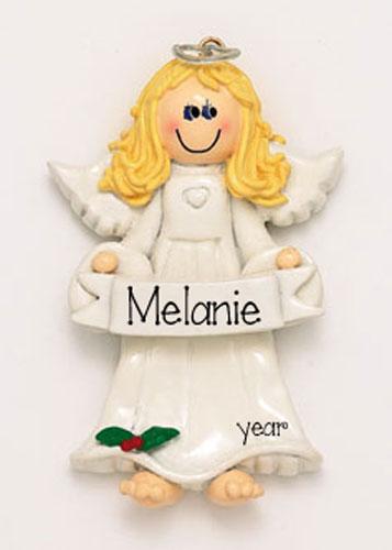 Blonde ANGEL WITH HAL0 ORNAMENT, MY PERSONALIZED ORNAMENTS, CHRISTMAS ORNAMENTS