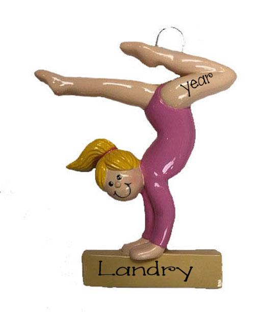 Blonde Girl on a balance beam~ Gymanastics ~ Personalized Christmas Ornament