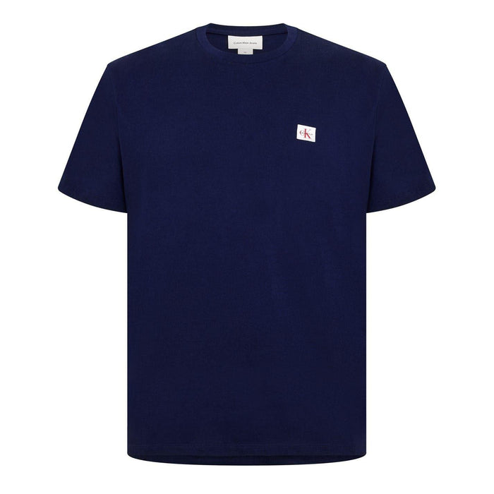 Calvin Klein Mens Box Logo Cotton Crew Neck Regular T-Shirt Maritime Blue