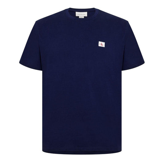 Calvin Klein Mens Box Logo Cotton Crew Neck Regular T-Shirt Maritime Blue