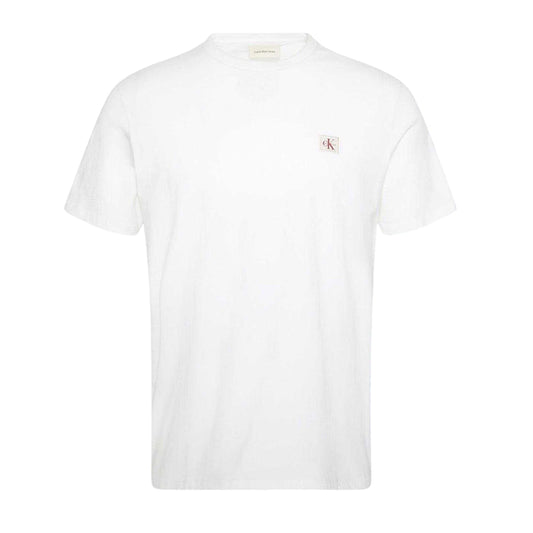 Calvin Klein Mens Box Logo Cotton Crew Neck Regular T-Shirt White