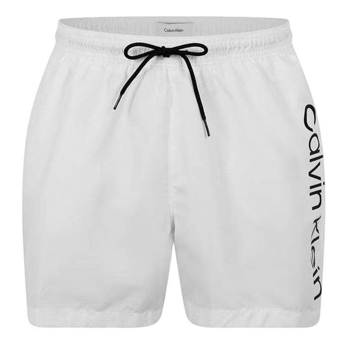 Calvin Klein Mens Logo Polyester Swim Shorts Off White