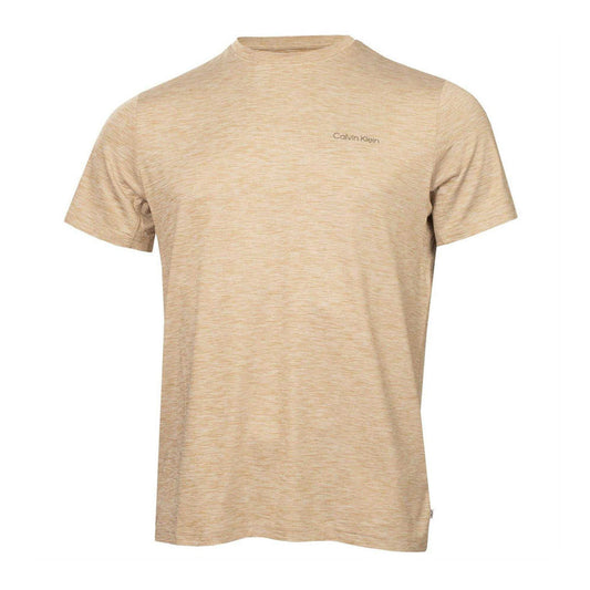 Calvin Klein Mens Striped Golf T-Shirt Khaki