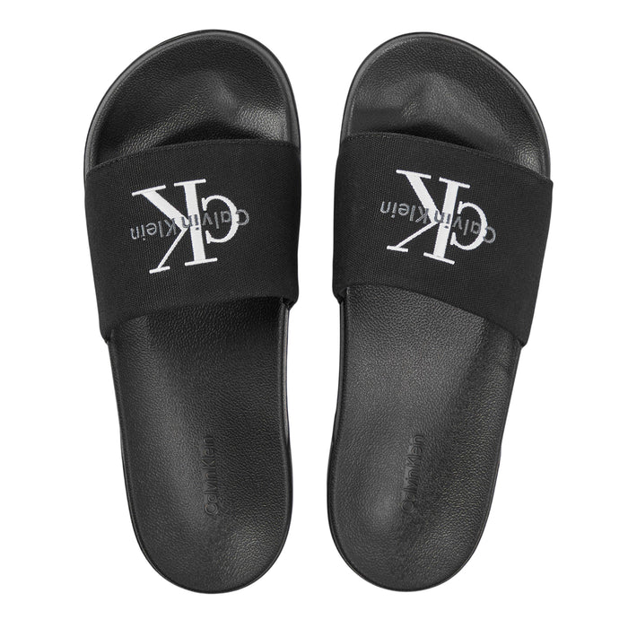 Calvin Klein Womens Embroidered Logo Sliders Triple Black