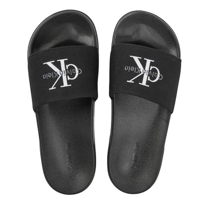 Calvin Klein Womens Embroidered Logo Sliders Triple Black