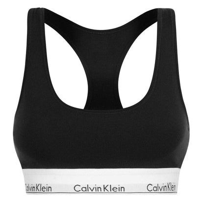 Calvin Klein Womens Logo Cotton Blend Bralette Black