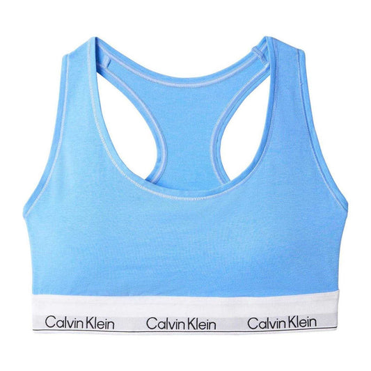 Calvin Klein Womens Logo Cotton Blend Bralette Blue