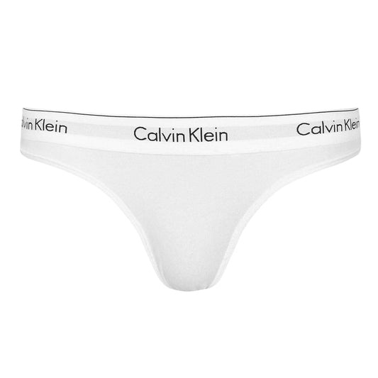 Calvin Klein Womens Logo Cotton Blend Thong White