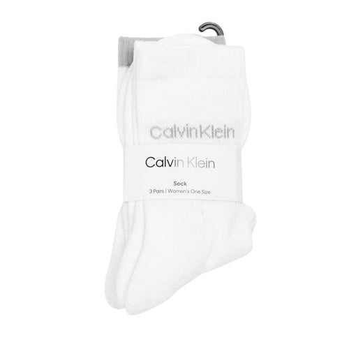 Calvin Klein Womens Logo Crew Socks (Pack of 3) White