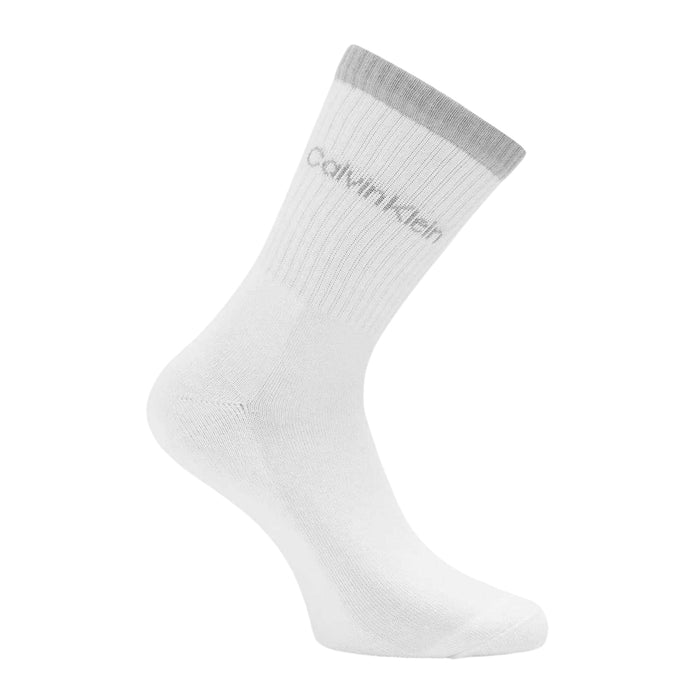Calvin Klein Womens Logo Crew Socks (Pack of 3) White