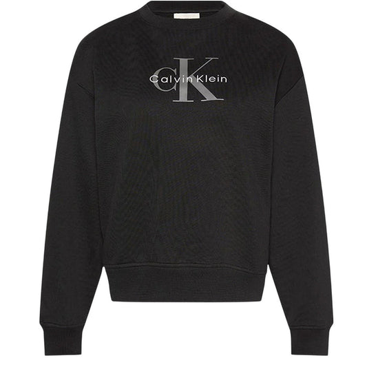 Calvin Klein Womens Logo Long-Sleeved Sweatshirt Black