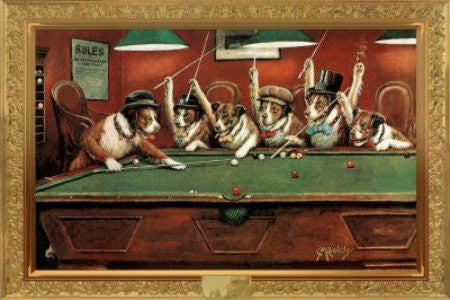Coolidge Dogs Playing Pool (24x36) - HMR00024