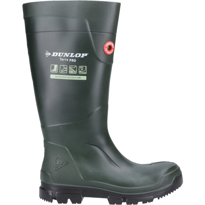 Dunlop Mens TerraPro Full Safety Wellington Green