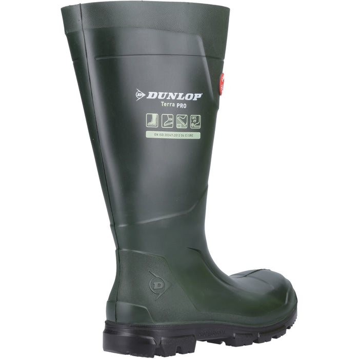 Dunlop Mens TerraPro Full Safety Wellington Green