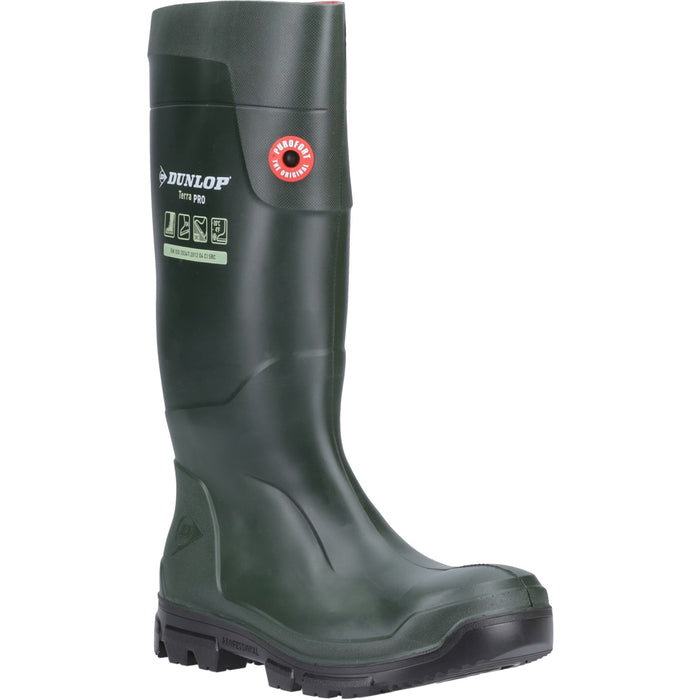 Dunlop Mens TerraPro Full Safety Wellington Green