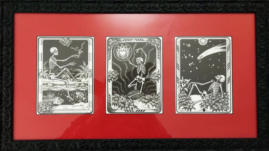 (Framed Reproduction) Skeleton Triptych by Linda Bark'Karie