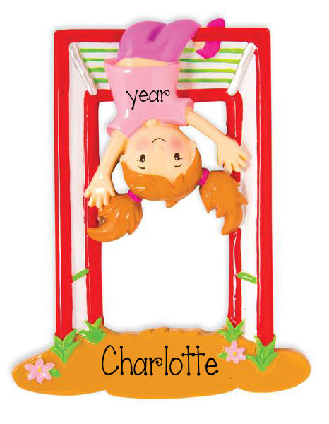 Girl hanging on monkey bars- personalized ornament