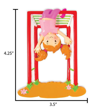Girl Hanging on monkey Bars ~ Jungle Gym Personalized Christmas Ornament