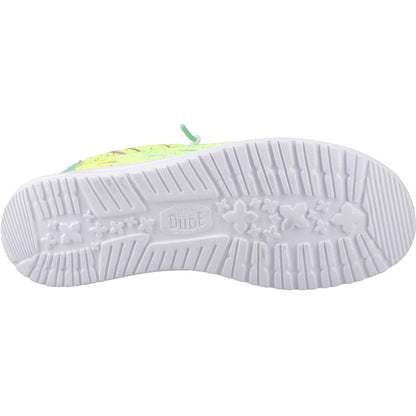 HEYDUDE Mens Wally Party Mesh Shoes Lime Punch/White