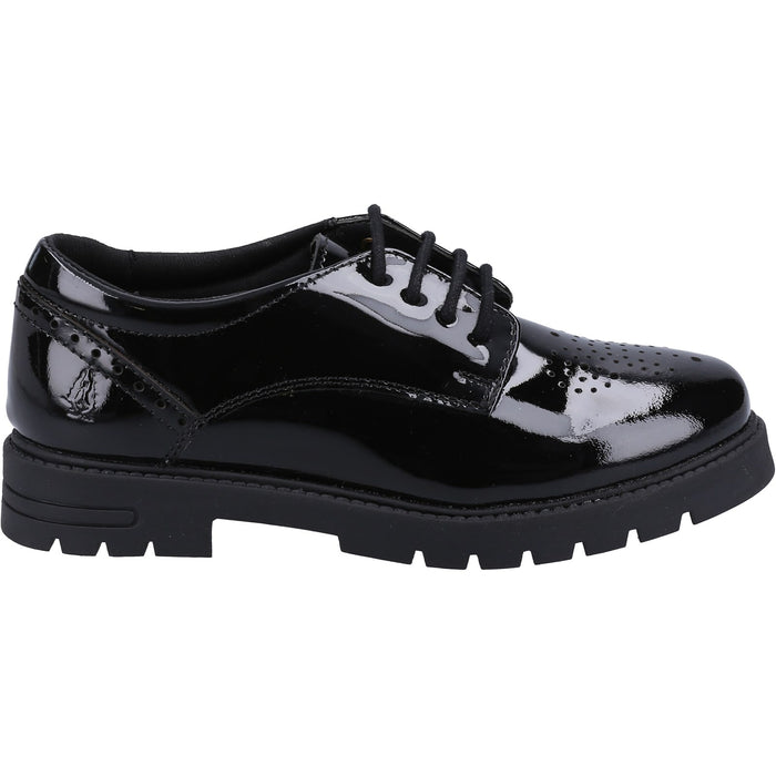 Hush Puppies Girls Jayne Patent SNR Shoe Black