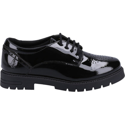 Hush Puppies Girls Jayne Patent SNR Shoe Black