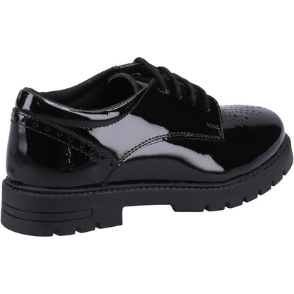 Hush Puppies Girls Jayne Patent SNR Shoe Black