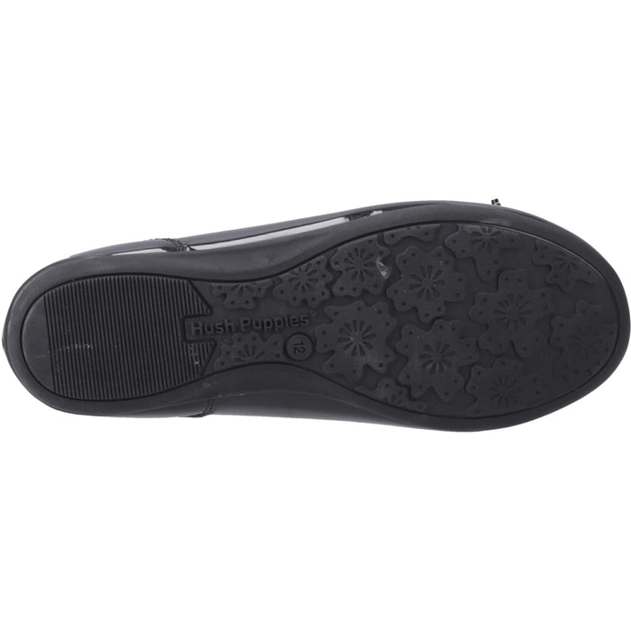 Hush Puppies Junior Girls Lillie Ballerina Patent Black