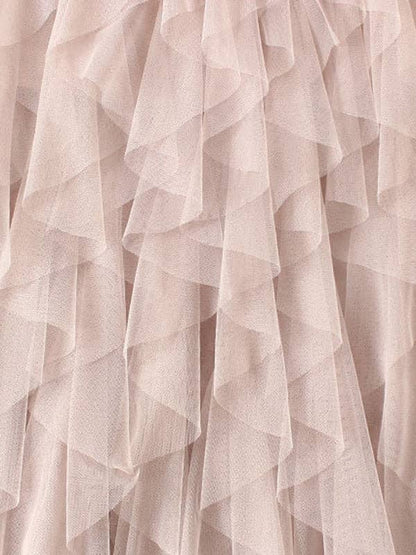 Irregular Mesh Falbala Pleated Elasticity Skirt - [variant_option1]