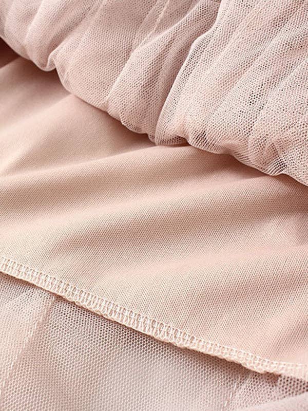 Irregular Mesh Falbala Pleated Elasticity Skirt - [variant_option1]