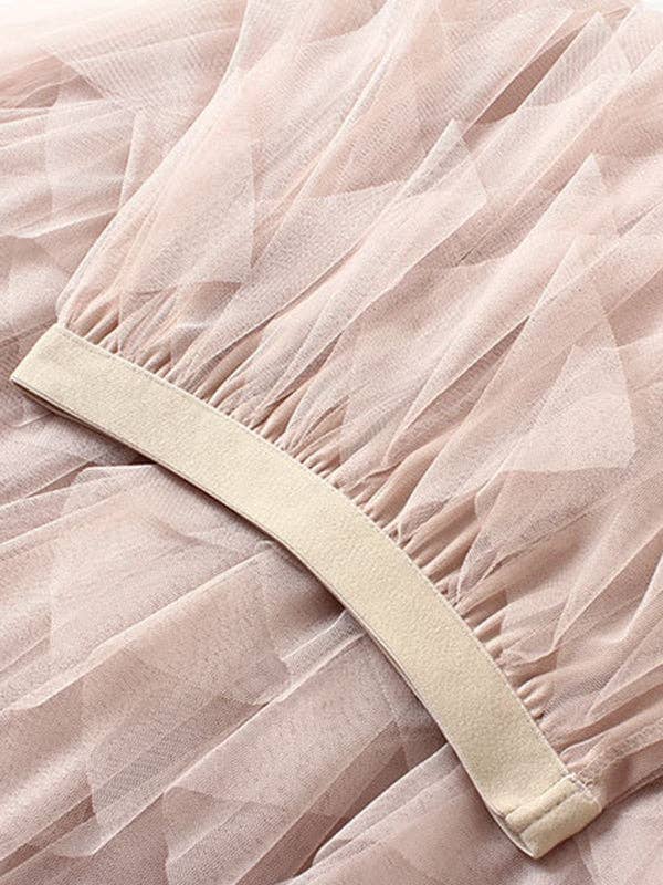 Irregular Mesh Falbala Pleated Elasticity Skirt - [variant_option1]