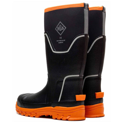 Muck Boots Mens Grit S5 Safety Wellington Black/Orange