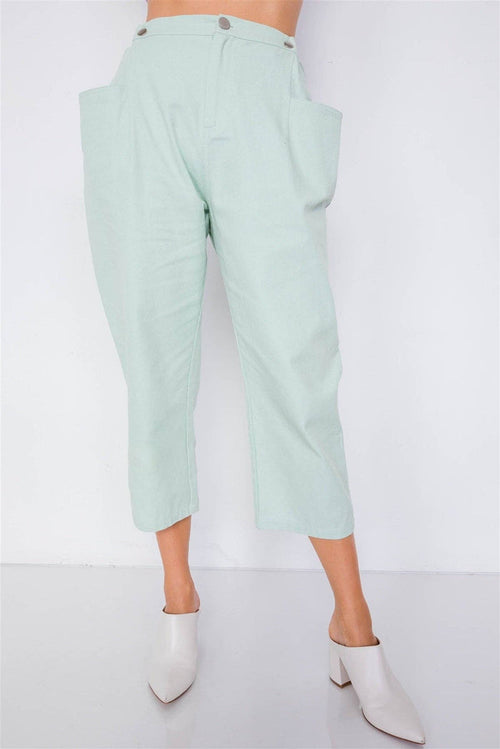 Pastel Chic Solid Ankle Wide Leg Adjustable Snap Waist Pants - [variant_option1]