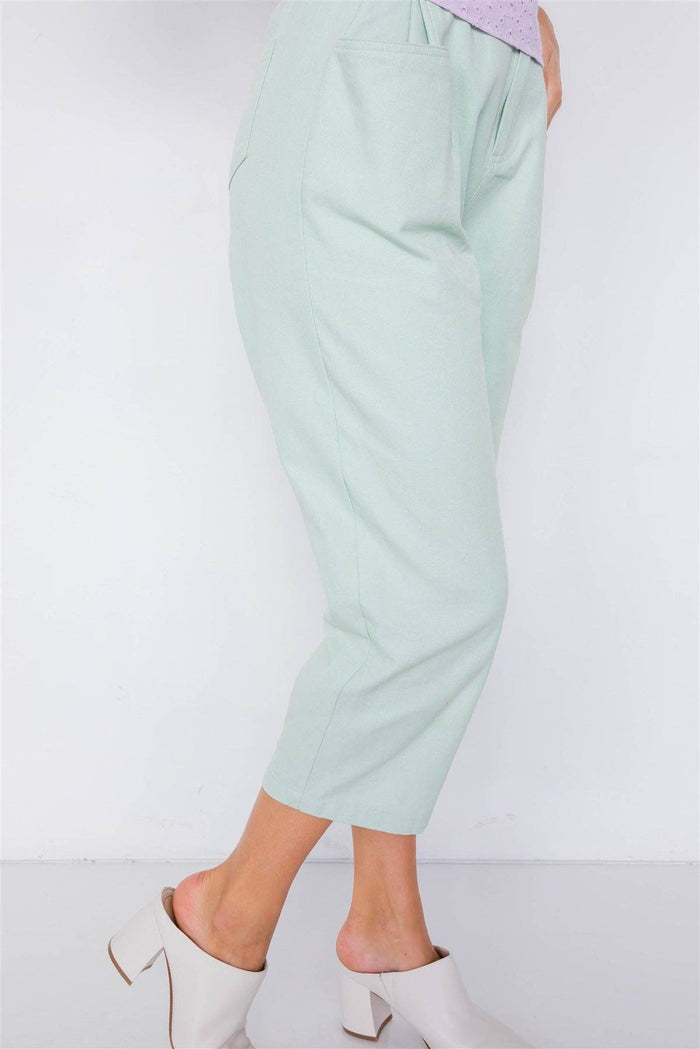 Pastel Chic Solid Ankle Wide Leg Adjustable Snap Waist Pants - [variant_option1]
