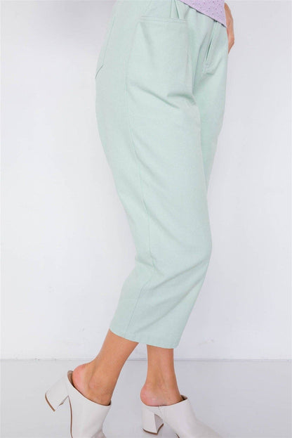 Pastel Chic Solid Ankle Wide Leg Adjustable Snap Waist Pants - [variant_option1]