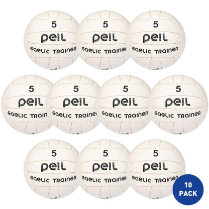 Peil Gaelic Trainer Football Size 5 White - 10 Pack