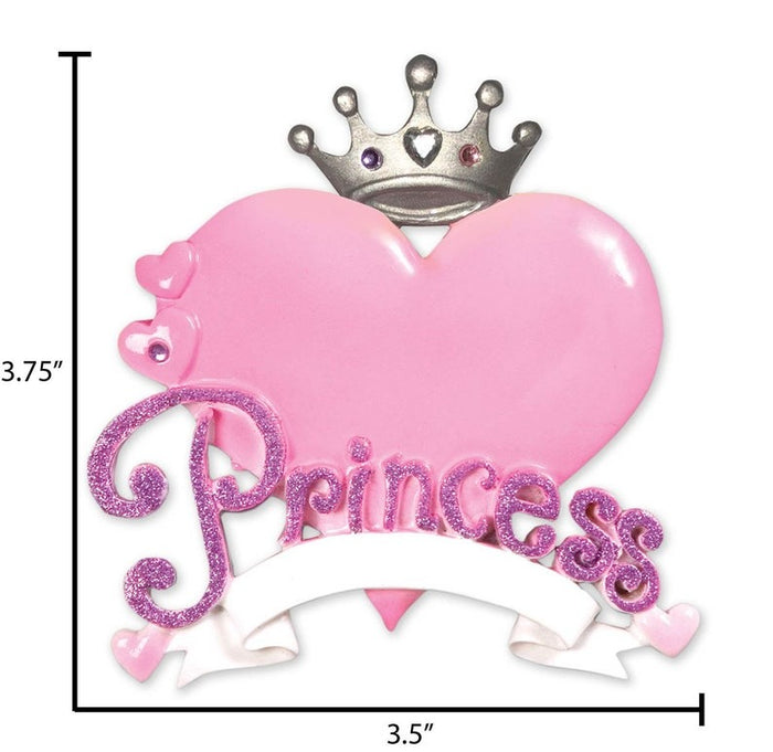 PINK HEART PRINCESS - Personalized Ornament