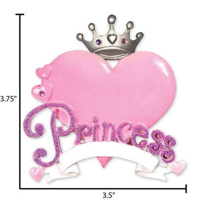 PINK HEART PRINCESS - Personalized Ornament
