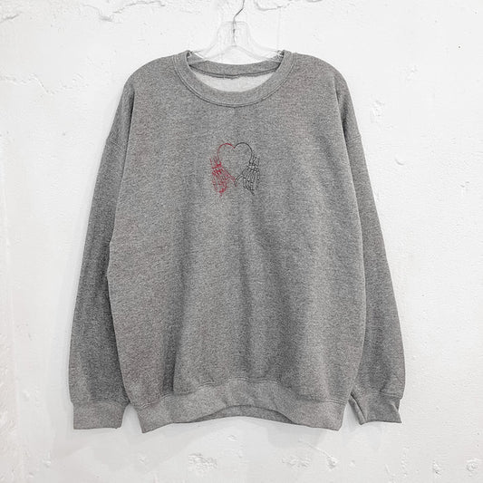 "Skeleton Love" Embroidered Crewneck
