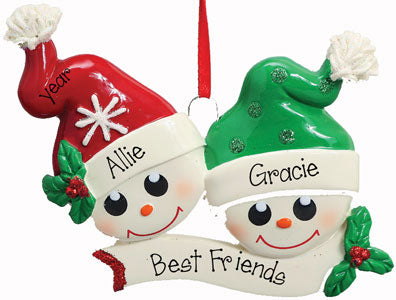 BEST FRIENDS SNOWMEN HEADS ORNAMENT, MY PERSONALIZED ORNAMENTS