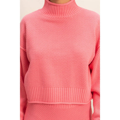 Textured High Neck Sweater & Skirt Set - [variant_option1]