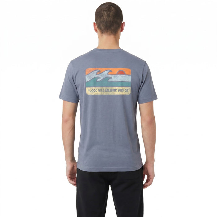 Wild Atlantic Surf Co Mens Short Sleeve Blue T-Shirt